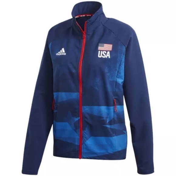 adidas USA Volleyball Warm Up Full Zip Track Jacket FK1034 Womens Size Small New - Picture 1 of 7